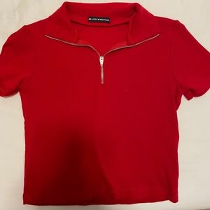 brandy melville red collared shirt